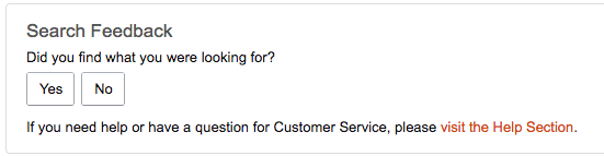 Feedback on amazon.co.uk: users are asked "did you find what you were looking for?"